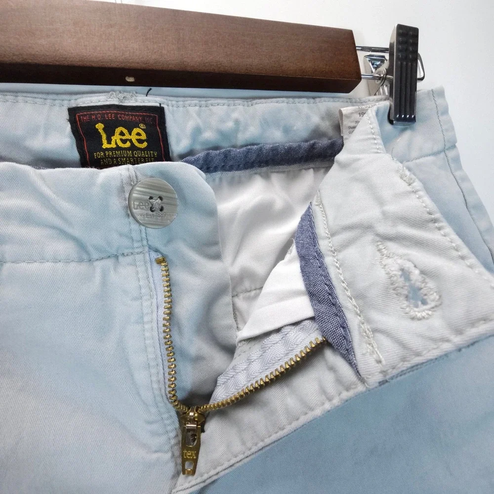 Lee Chino‎ Shorts Womens 0 Medium Blue Skate Mid Rise Cotton Stretch Casual